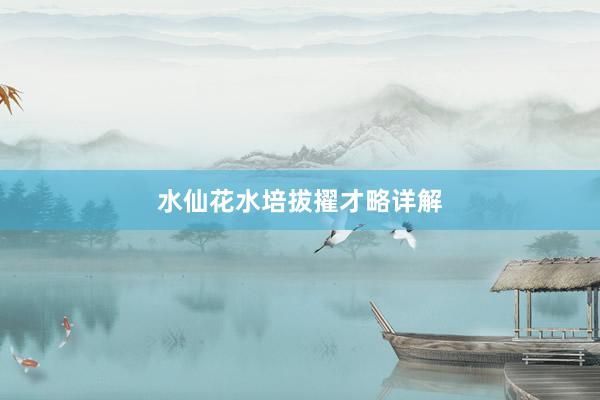 水仙花水培拔擢才略详解